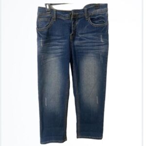 Bogari Stonewashed Distressed Cropped Premium Denim Jeans Size 12 NWT